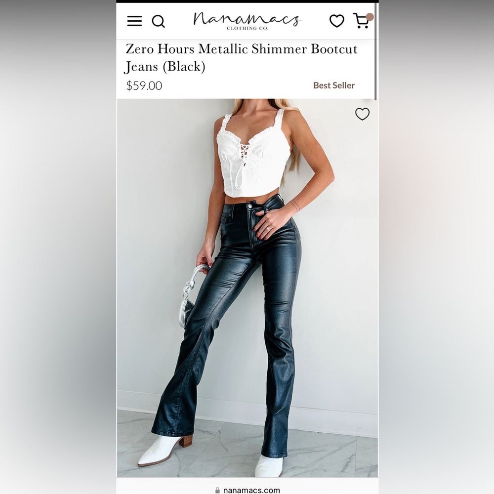 NanaMacs Zero Hours Metallic Shimmer Bootcut Jeans (Black)